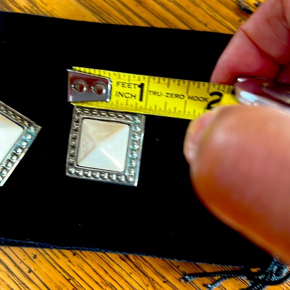 Authentic& Rare Givenchy clip Earrings.White Enamel& silvertone.Givenchy on clip - Picture 5 of 6